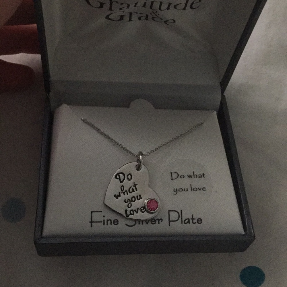 “Do What You Love” silver heart necklace